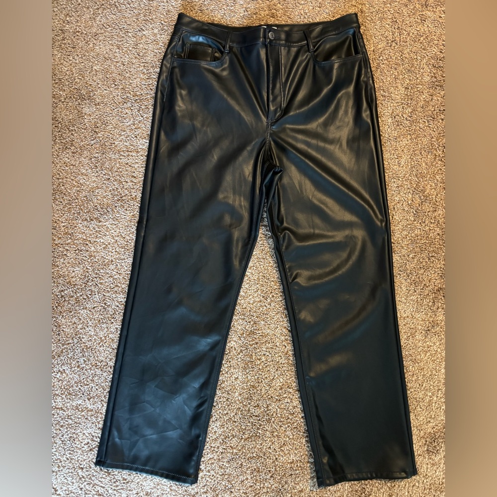 LOFT Faux Leather Pants in Black Size 32 (14)